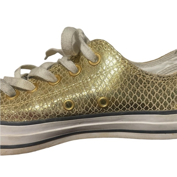 Women’s Converse All Star Chuck Taylor Gold Sneakers, Gold w/ Snakeskin, Size 7 - Picture 7 of 11
